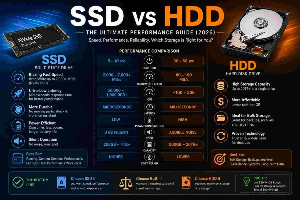 SSD vs HDD: Performance, Speed & Cost Comparison Guide 2026